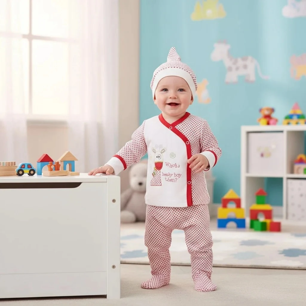 Zürafa Nakışlı Üçlü Takım (Kırmızı)