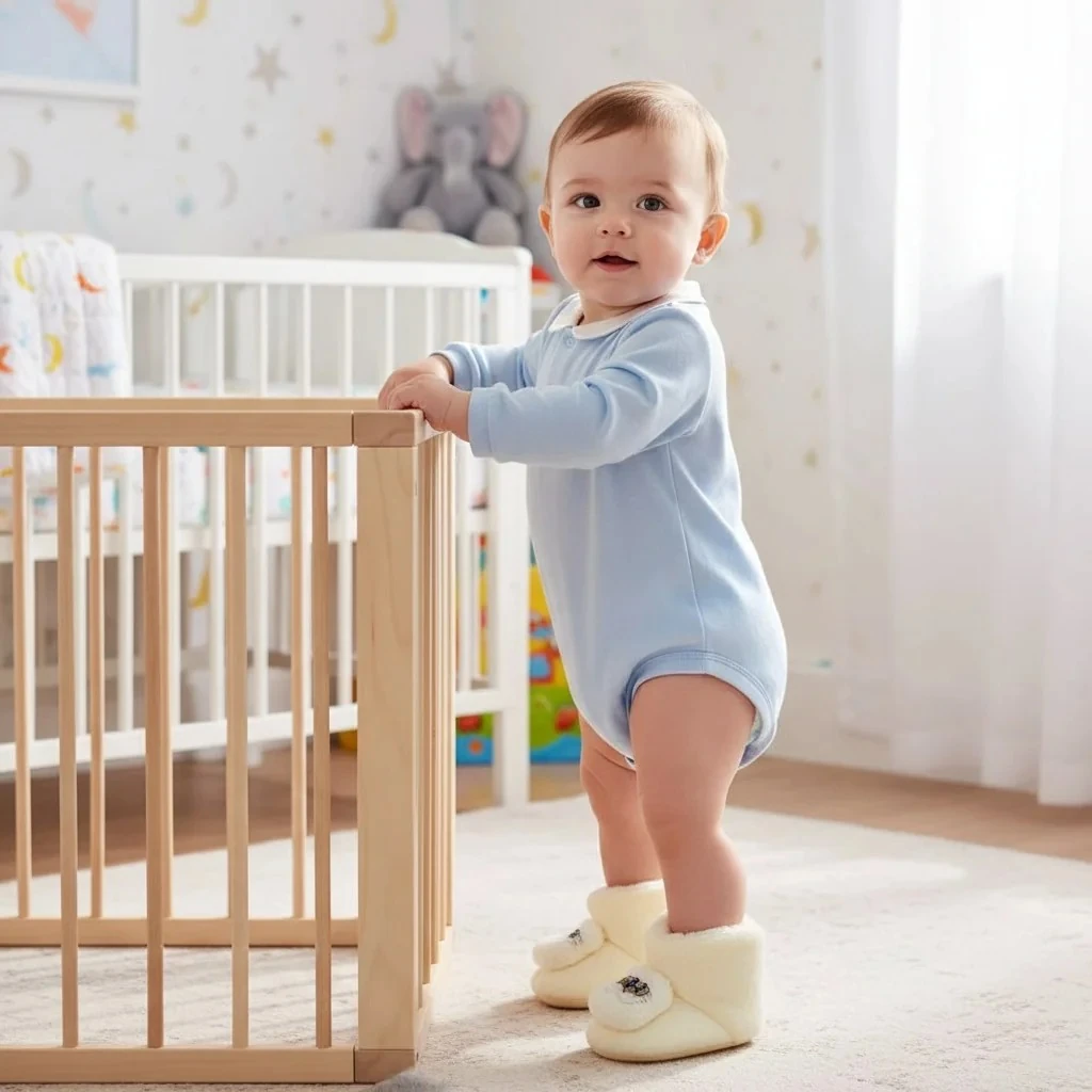 Noel Babalı Panduf Erkek Bebek İlk Adım - Beyaz