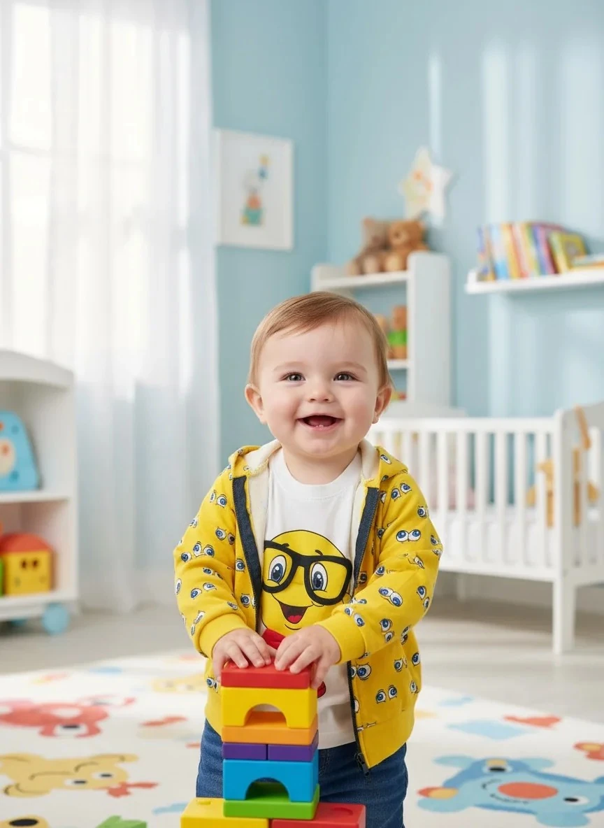 Gülücük Emojili Kapüşonlu Erkek Takımı