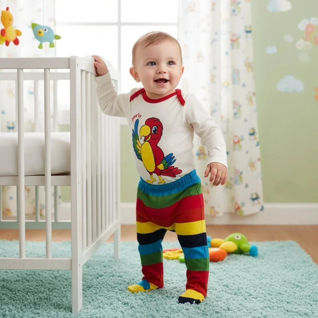 Papağan Baskılı Badili Erkek Bebek Takım