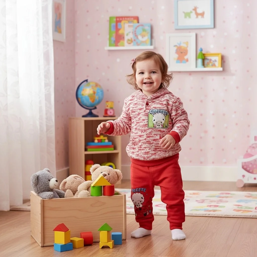 Kuzu Baskılı Badili ve Şalvarlı Bebek Takım