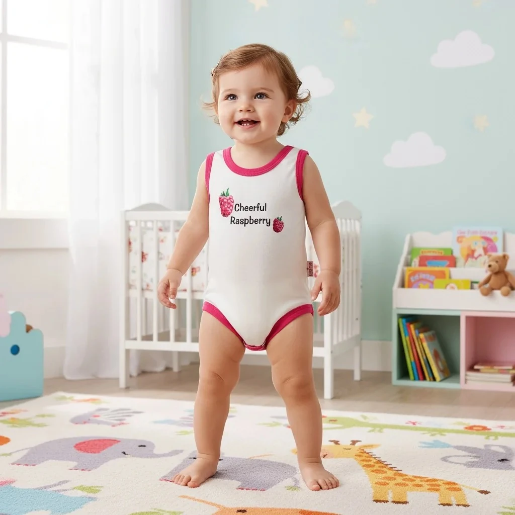 Neşeli Ahududu Desenli Kız Zıbın