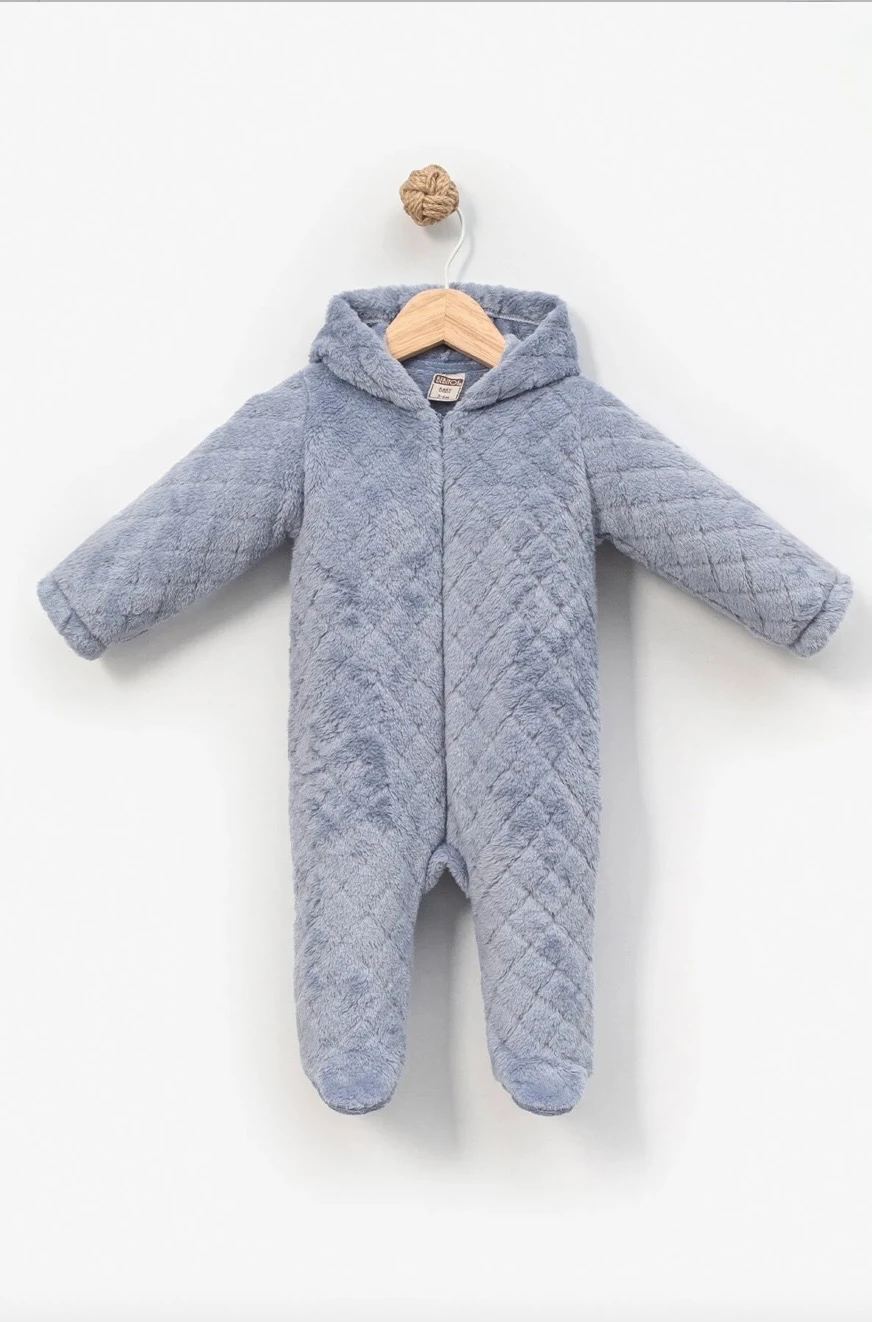 Baklava Desenli Yumoş Kozmonot Tulum - Mavi