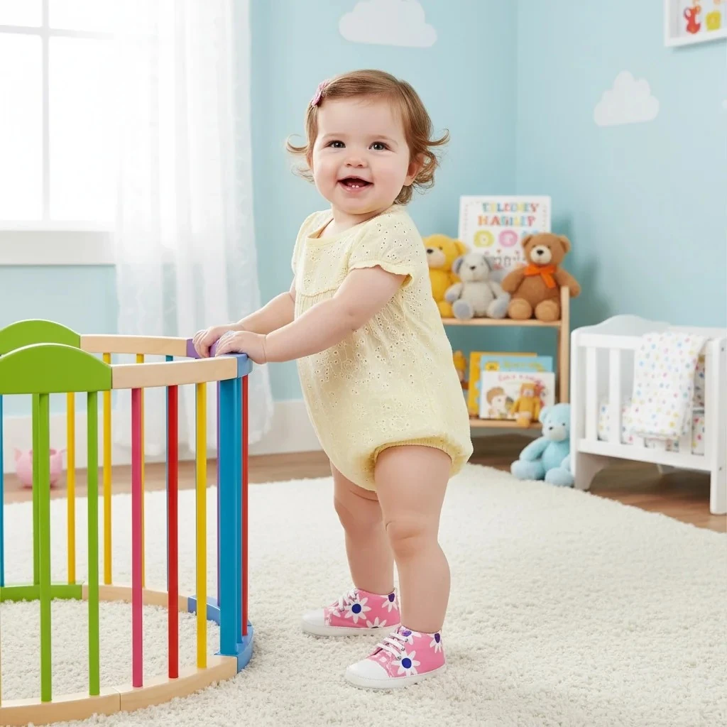 Çiçek Desenli İlk Adım Kız Bebek Ayakkabı - Pembe