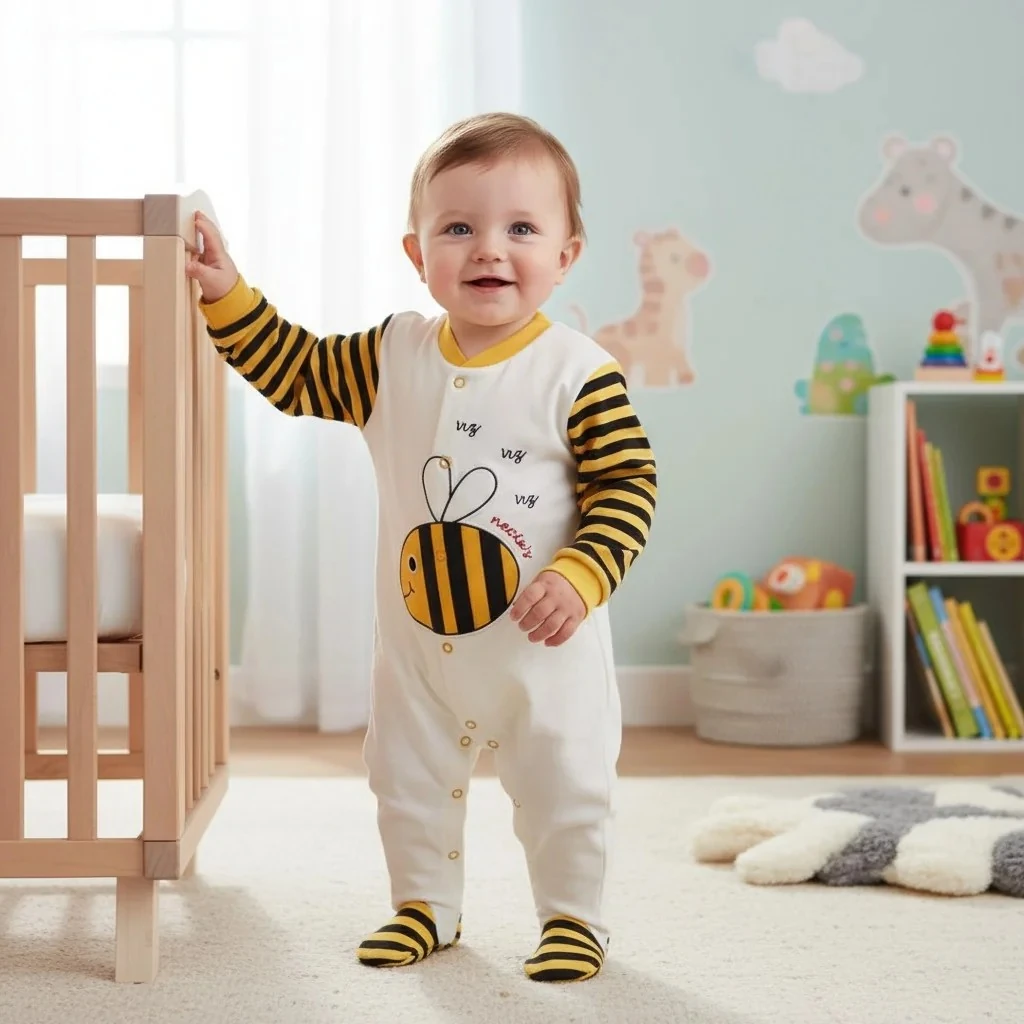 Arılı Şapkalı Uzun Kollu İkili Tulum