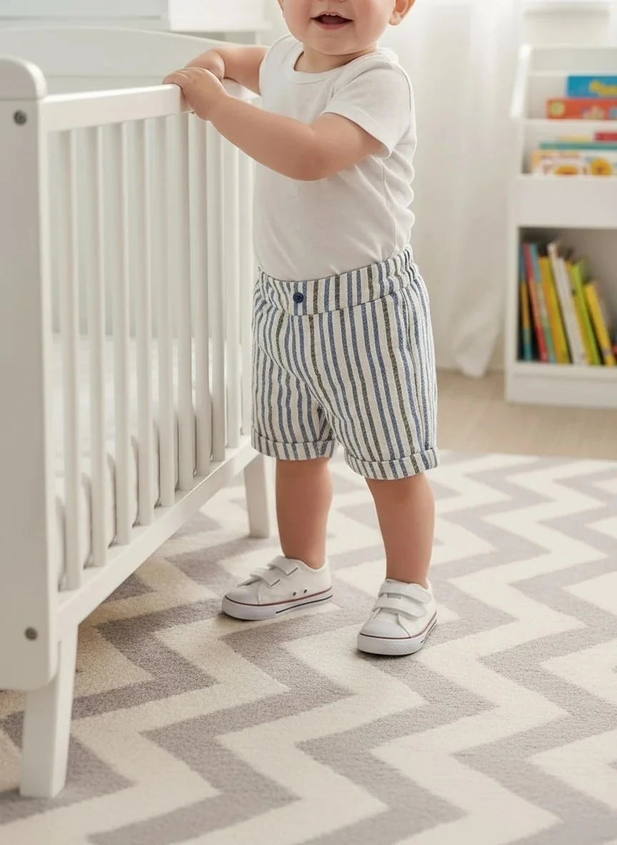 Yat Kulübü Temalı Denizci Tişört ve Çizgili Keten Erkek Takımı