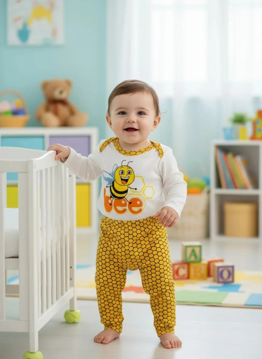 Arılı Uzun Kollu İkili Bebek Takım