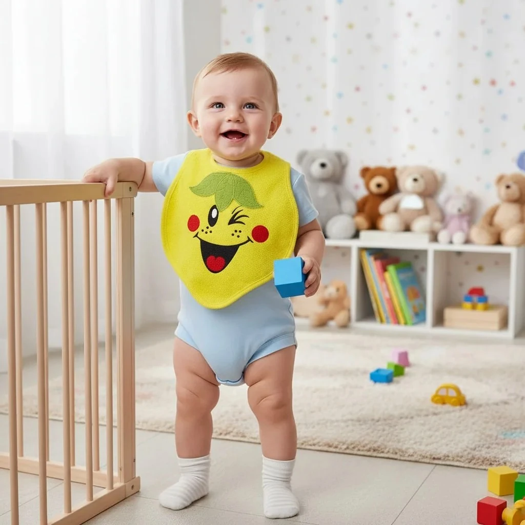 Limon Desenli Bebek Önlük