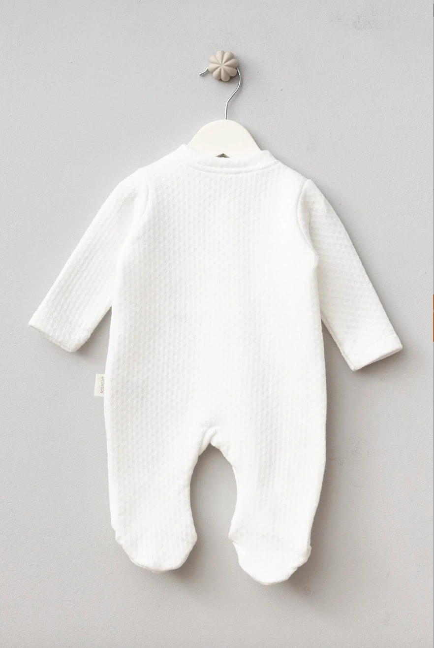 Sevimli Zürafa Desenli Pamuklu Bebek Kapitone Tulum