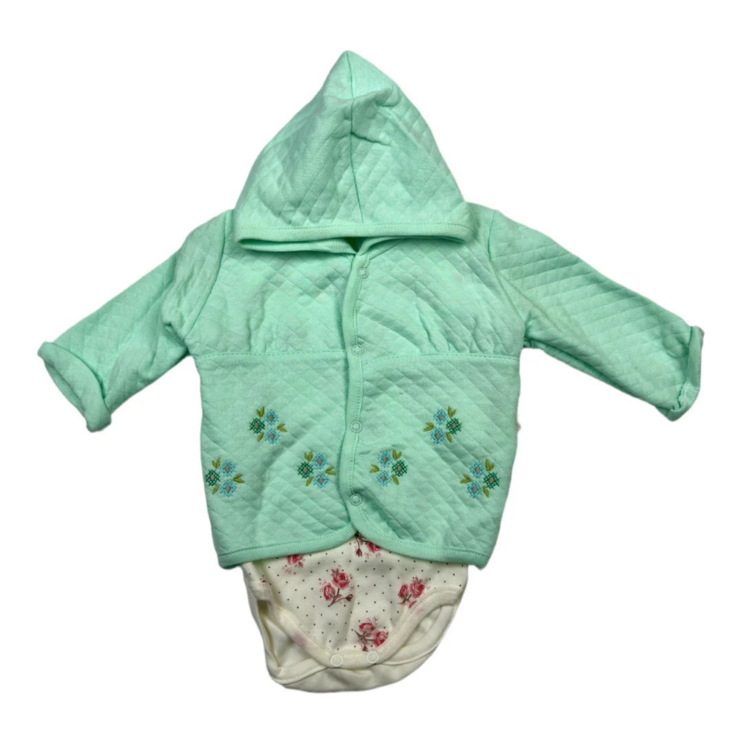 Çiçekli Kapitone Üçlü Kız Çocuk Takım