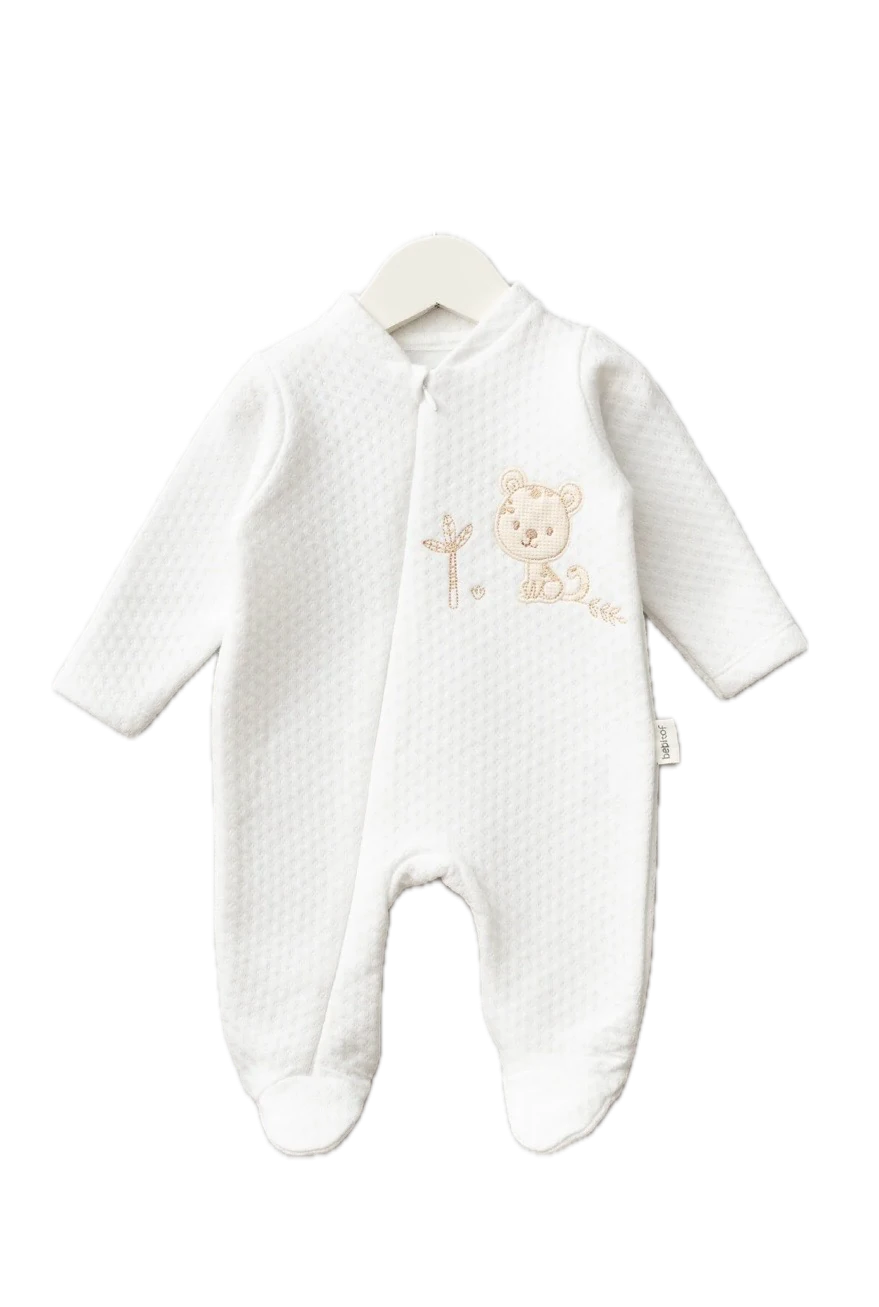 Sevimli Kaplan Desenli Pamuklu Bebek Kapitone Tulum