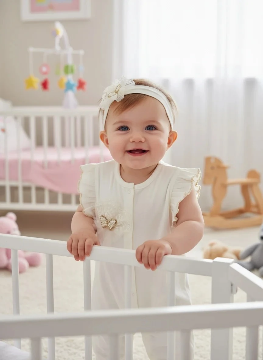 Kelebek Taşlı Aksesuarlı Kız Bebek Tulum