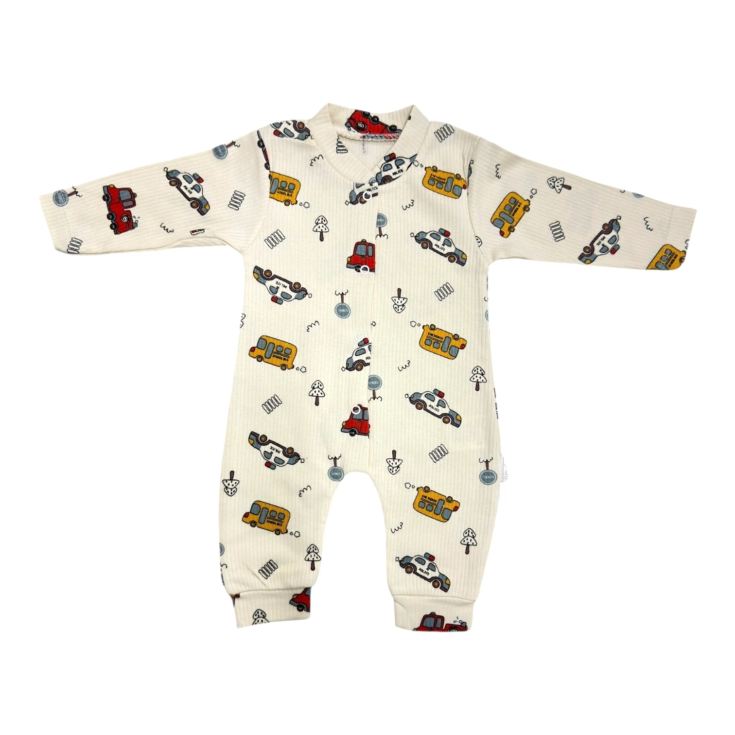 Polis Araba Baskılı Uzun Kollu Tulum