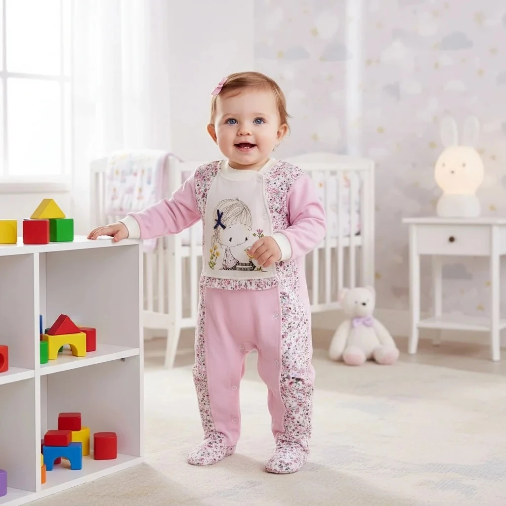 Mini Park Desenli Kız Bebek Tulum