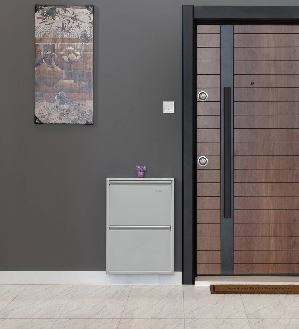 Milla Metal | 2 Kapaklı Metal Ayakkabılık Gri