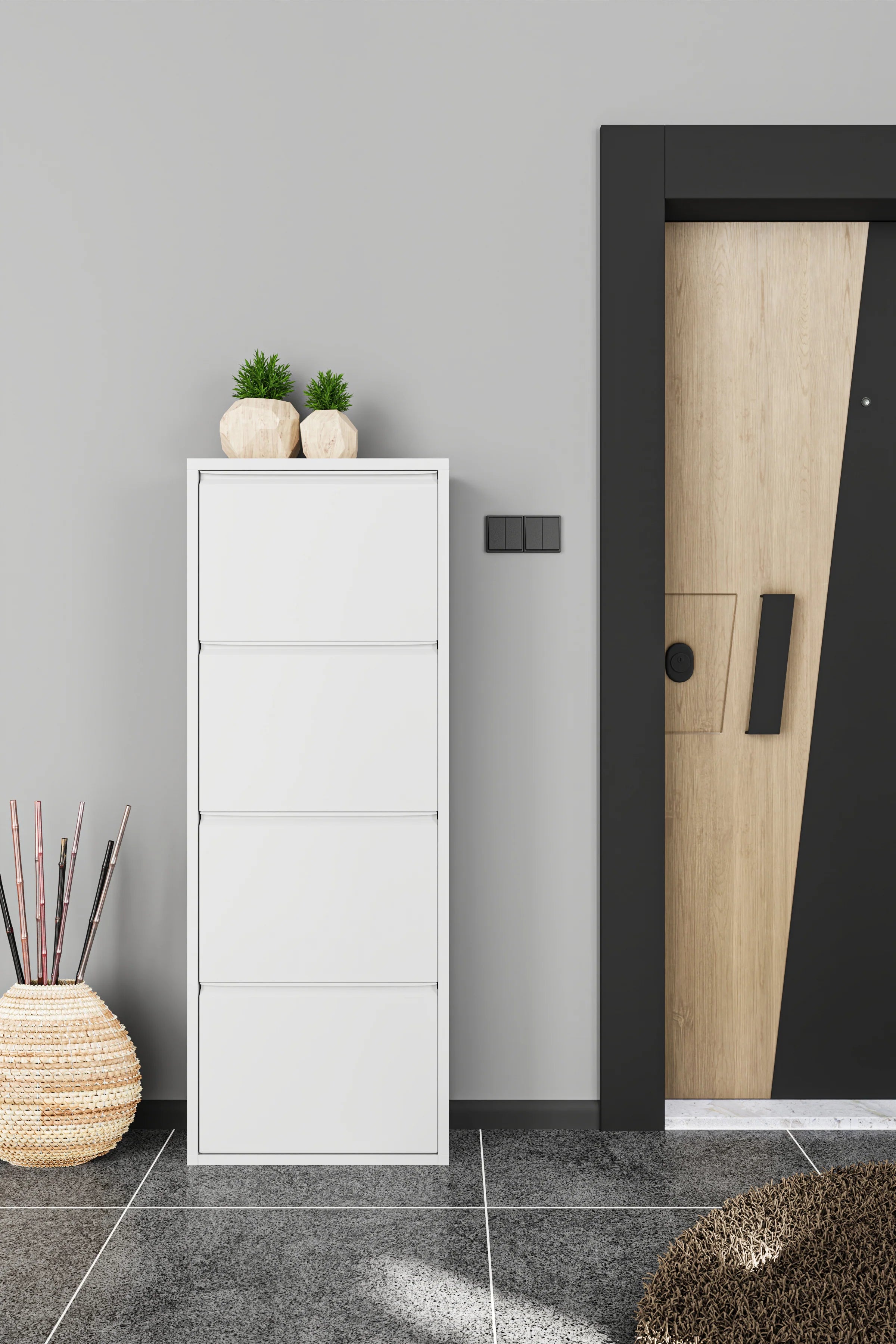 Milla Metal | 4 Kapaklı Metal Ayakkabılık - Beyaz