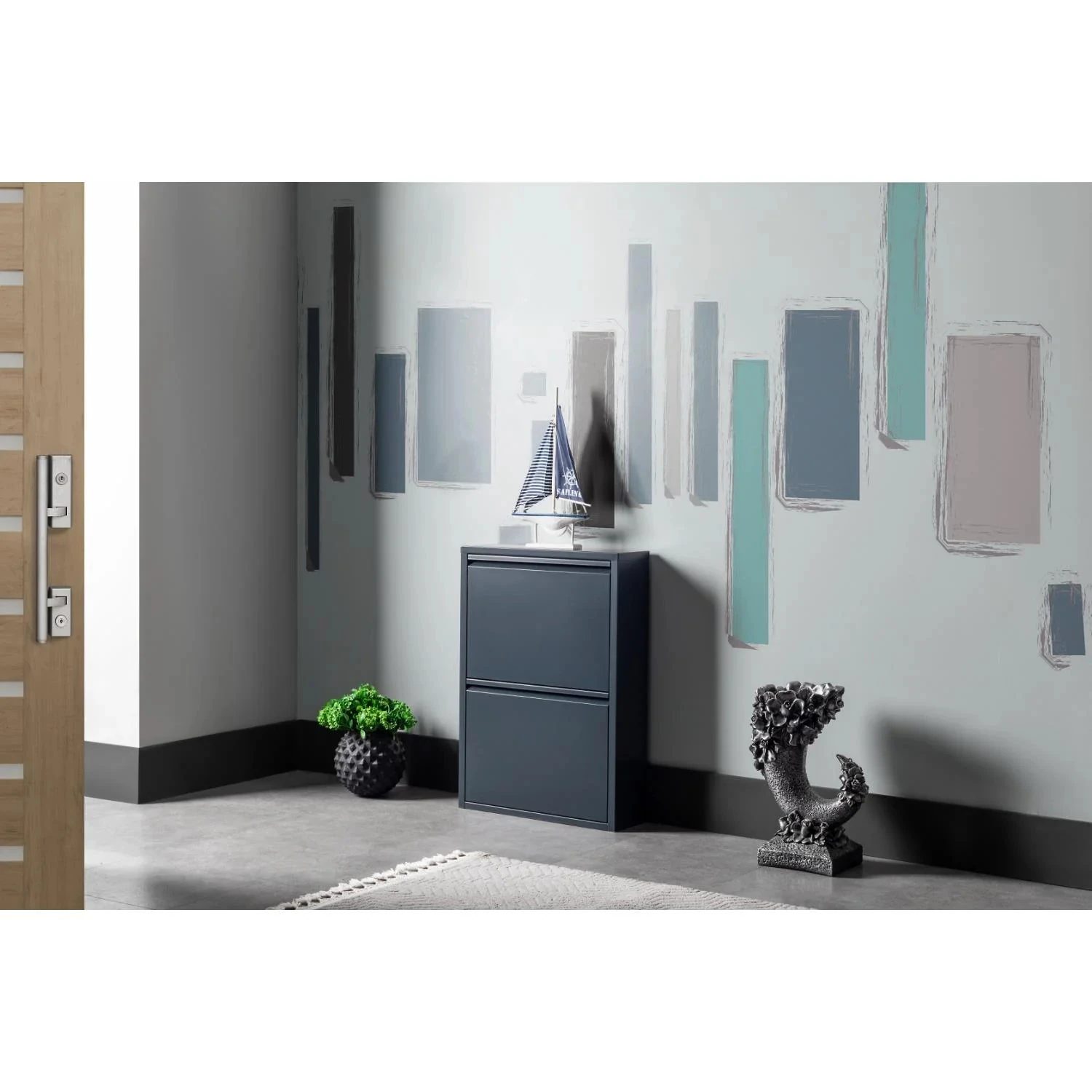 Milla Metal | 2 Kapaklı Metal Ayakkabılık - Antrasit