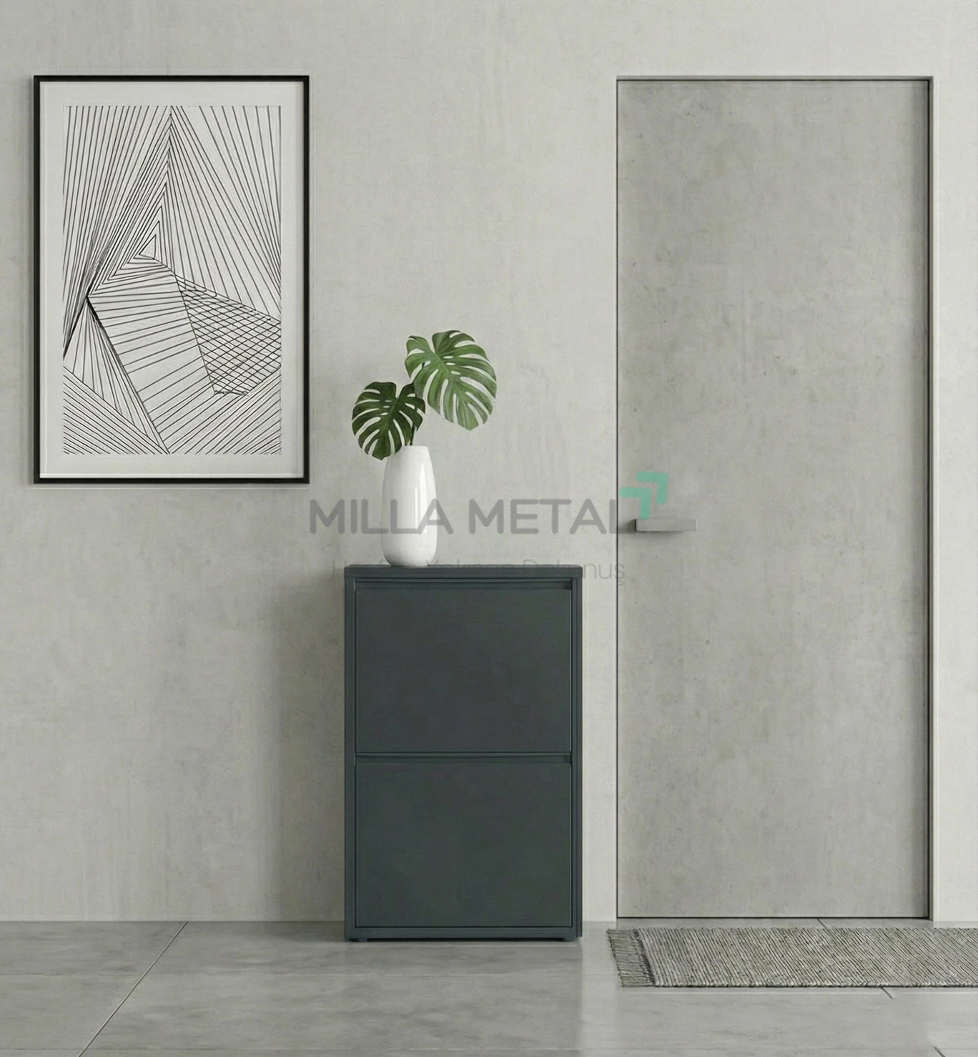 Milla Metal | 2 Kapaklı Metal Ayakkabılık - Antrasit