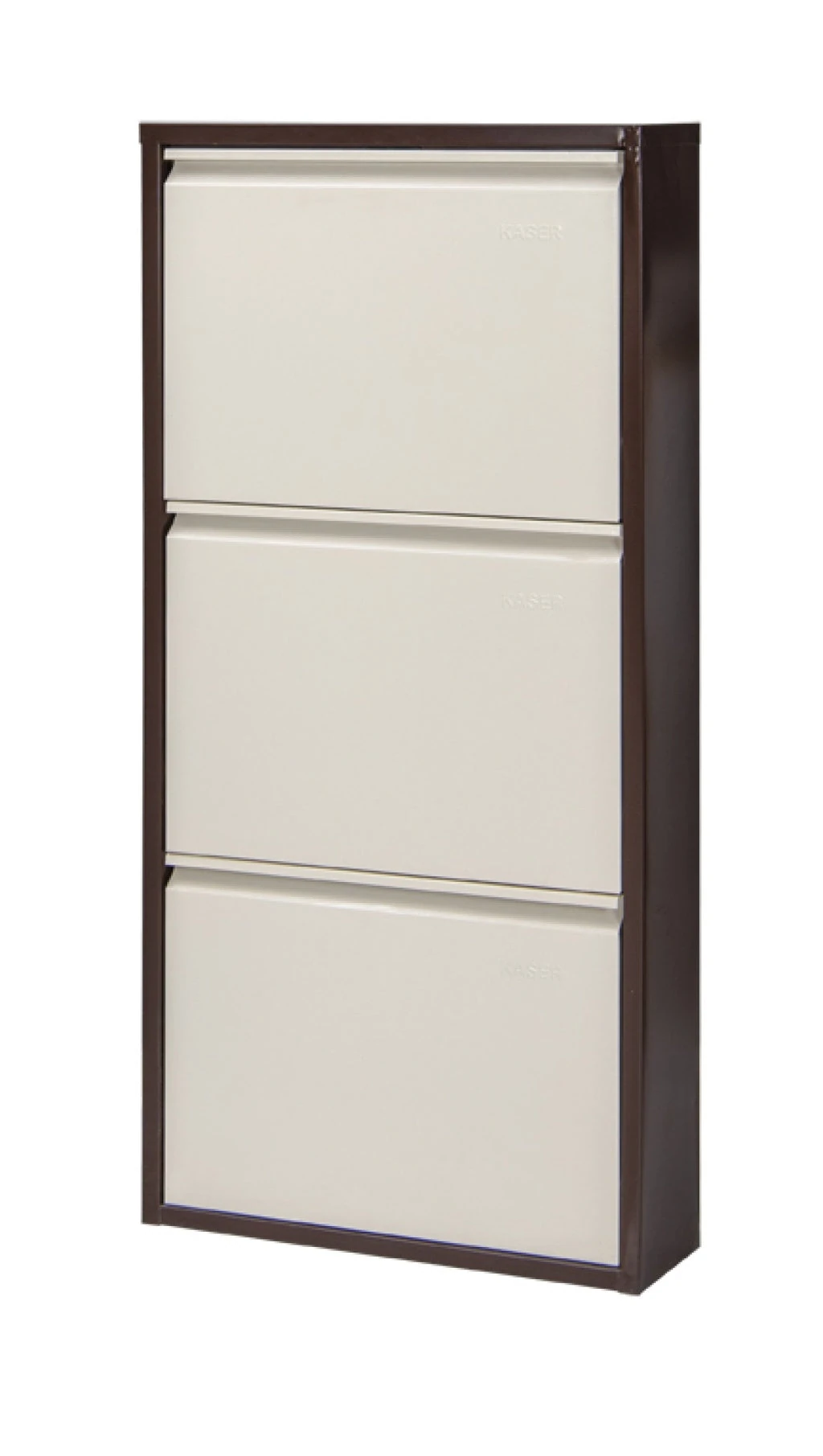 Milla Metal | 3 Kapaklı Metal Ayakkabılık Kahve - Krem