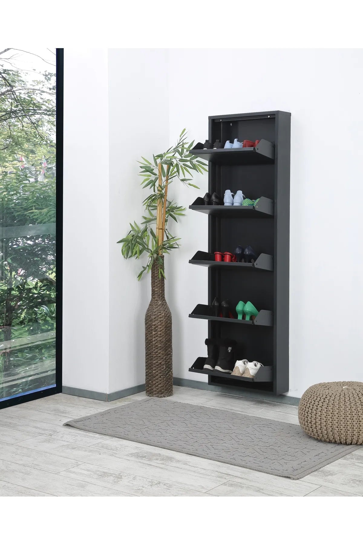 Milla Metal | 5 Kapaklı Metal Ayakkabılık - Antrasit