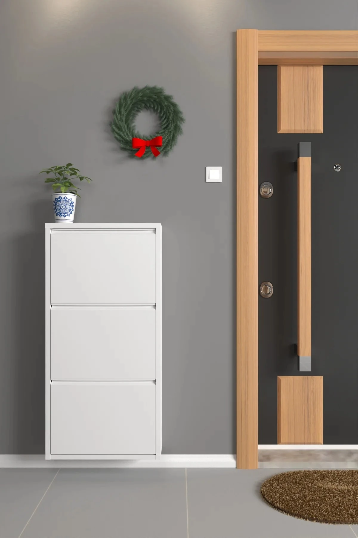 Milla Metal | 3 Kapaklı Metal Ayakkabılık - Beyaz