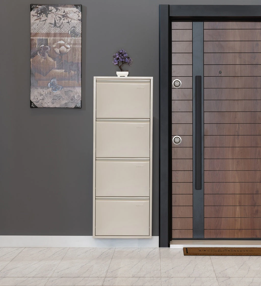 Milla Metal | 4 Kapaklı Metal Ayakkabılık Gri