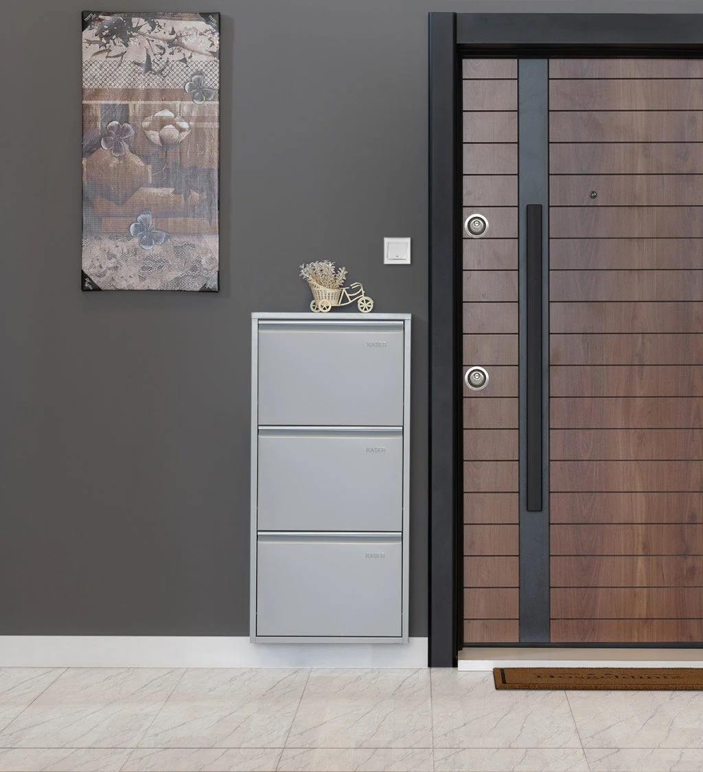 Milla Metal | 3 Kapaklı Metal Ayakkabılık Gri 