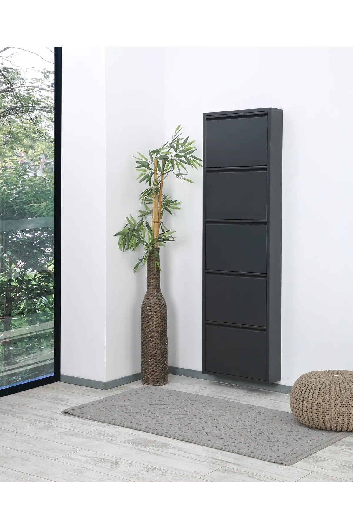 Milla Metal | 5 Kapaklı Metal Ayakkabılık - Antrasit