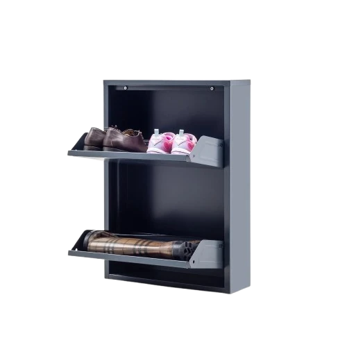 Milla Metal | 2 Kapaklı Metal Ayakkabılık - Antrasit