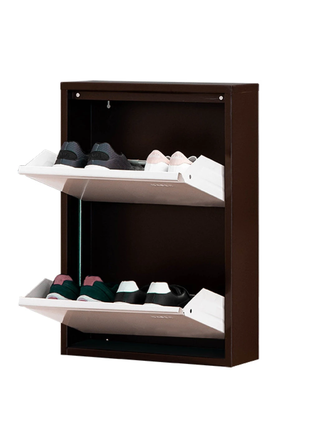 Milla Metal | 2 Kapaklı Metal Ayakkabılık Kahve - Krem