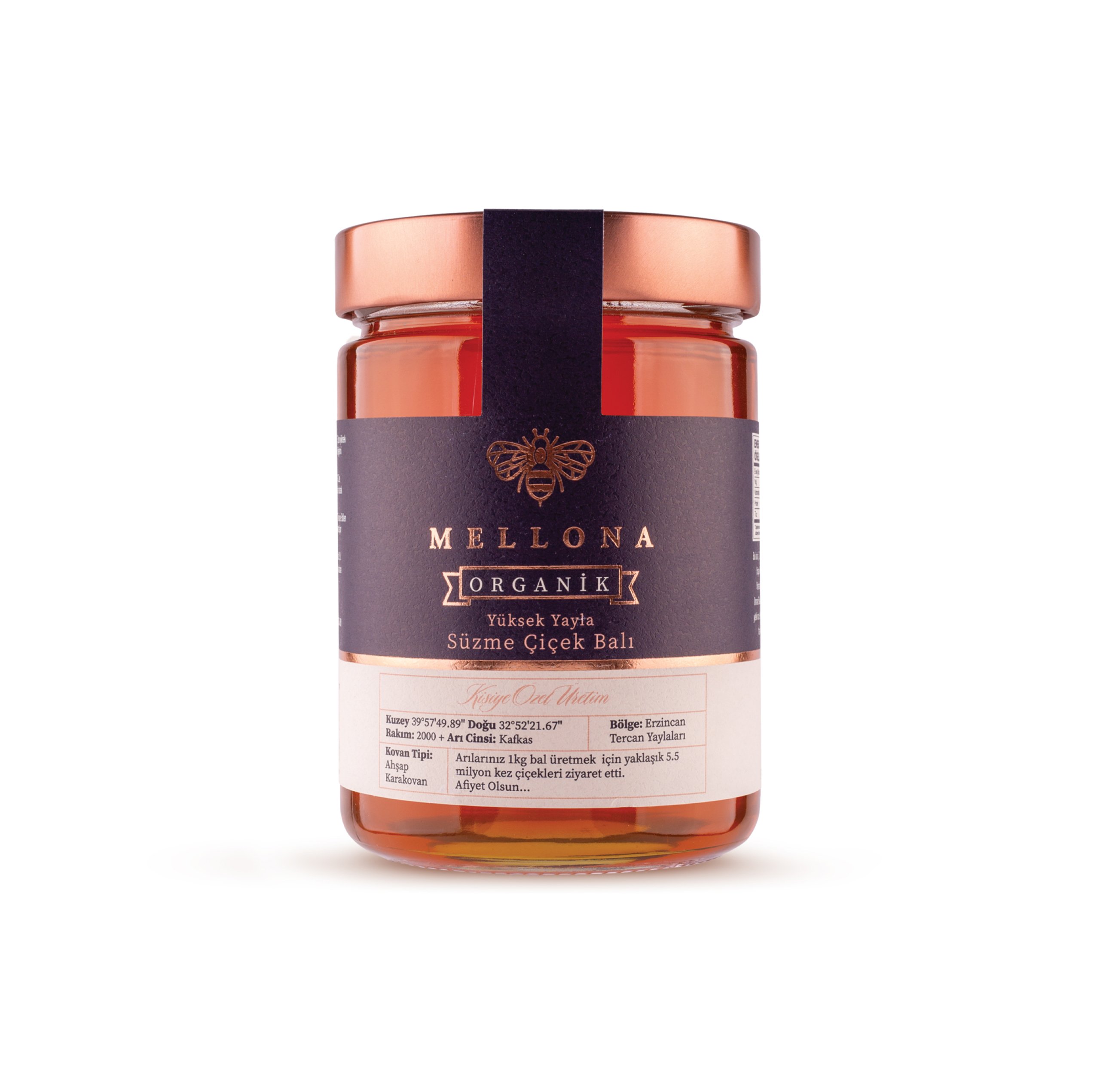 Mellona Organik Yüksek Yayla Süzme Çiçek Balı 1000 gr