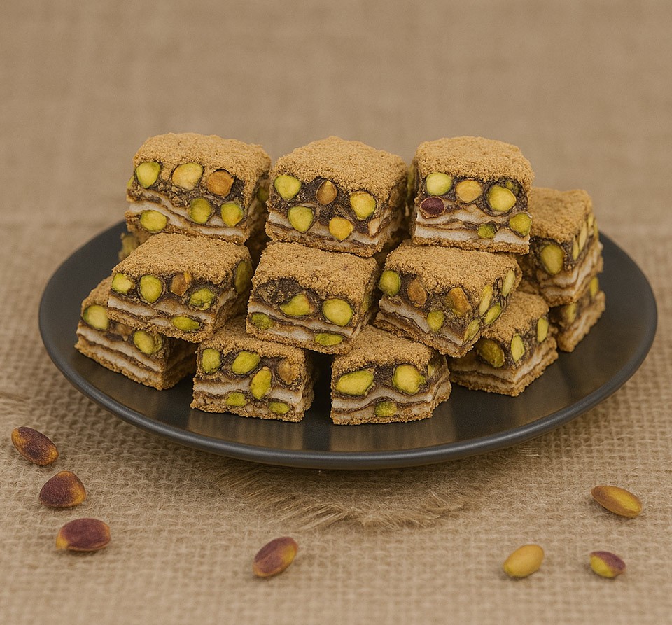 Lotus Kaplı Karamel Kahveli Antep Fıstıklı Baklava Lokum