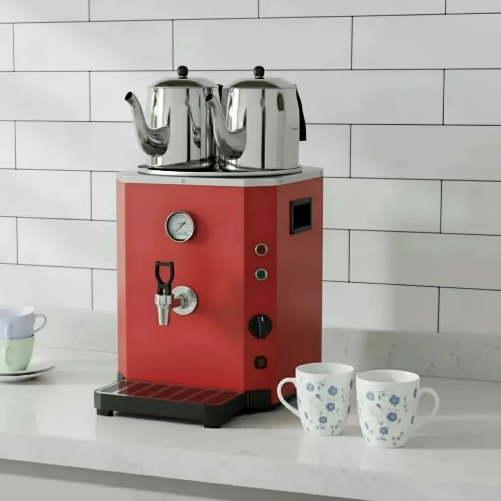 MUTLINE 2 Demlikli Elektrikli Jumbo Çay Makinesi Otomatı Semaver Çay Ocağı 23 Litre - 2 Adet Demlik Hediye