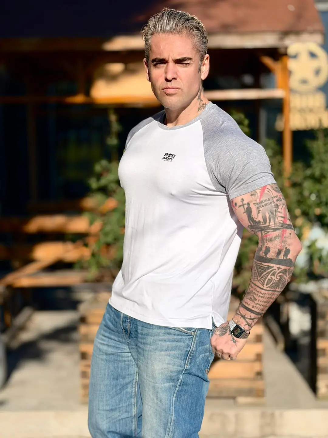 BOB Army Flex Raglan Tee Gri
