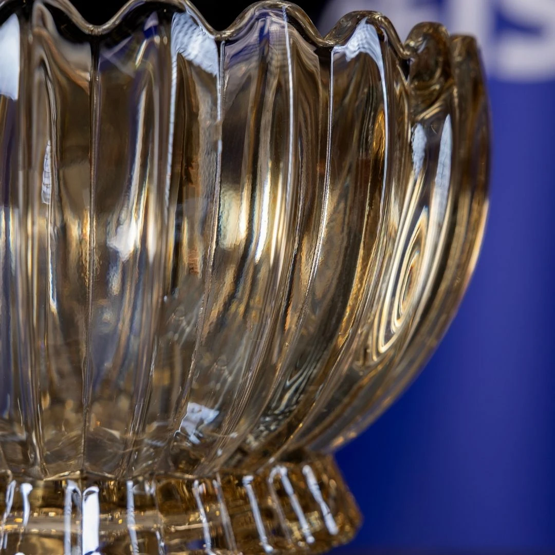 Kristal Cam Şekerlik | 25 cm Kapaklı | Altın Detaylı