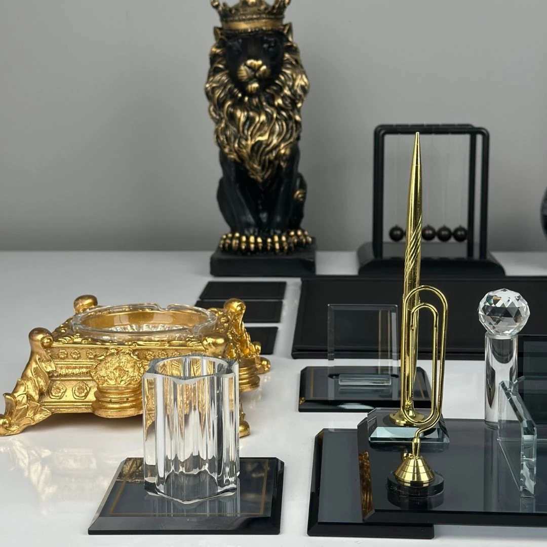 Özel Kristal | 20 Parça Kristal Masa Takımı (Büyük Boy) Altın