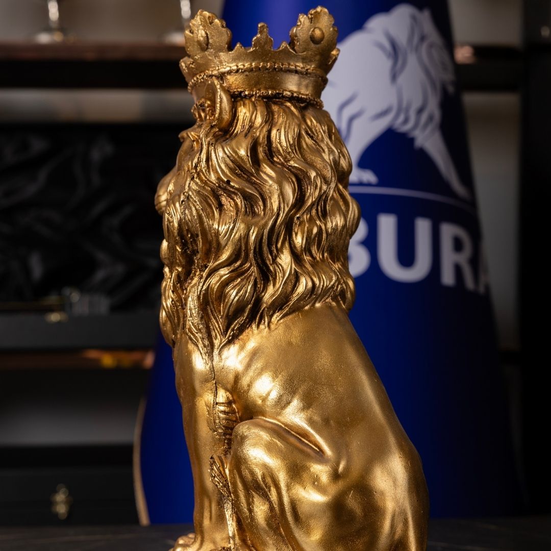 2’li Altın Kral Aslan Biblo Seti | 35 cm Polyester