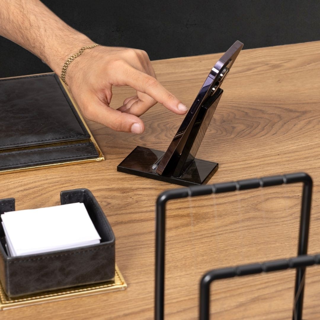 Aura Gold Leather 14-Piece Premium Desk Set