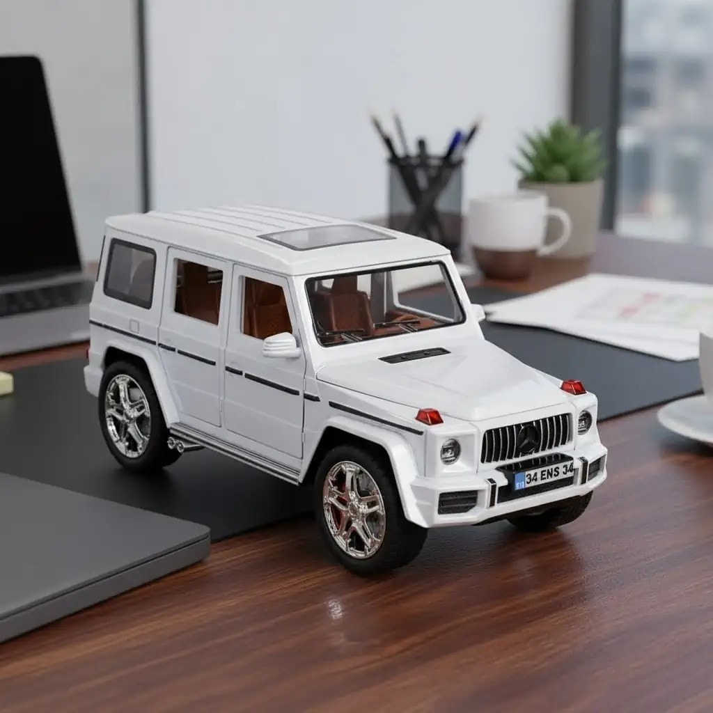 Mercedes G Kasa Beyaz Plakalı Özel 1:24 Ölçek Metal Diecast Araba