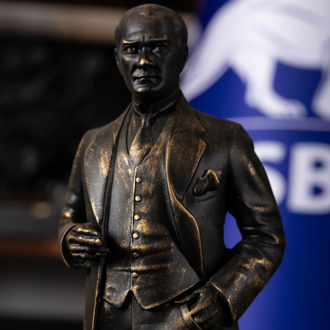 Atatürk Biblosu | 30 cm Siyah Eskitme Polyester