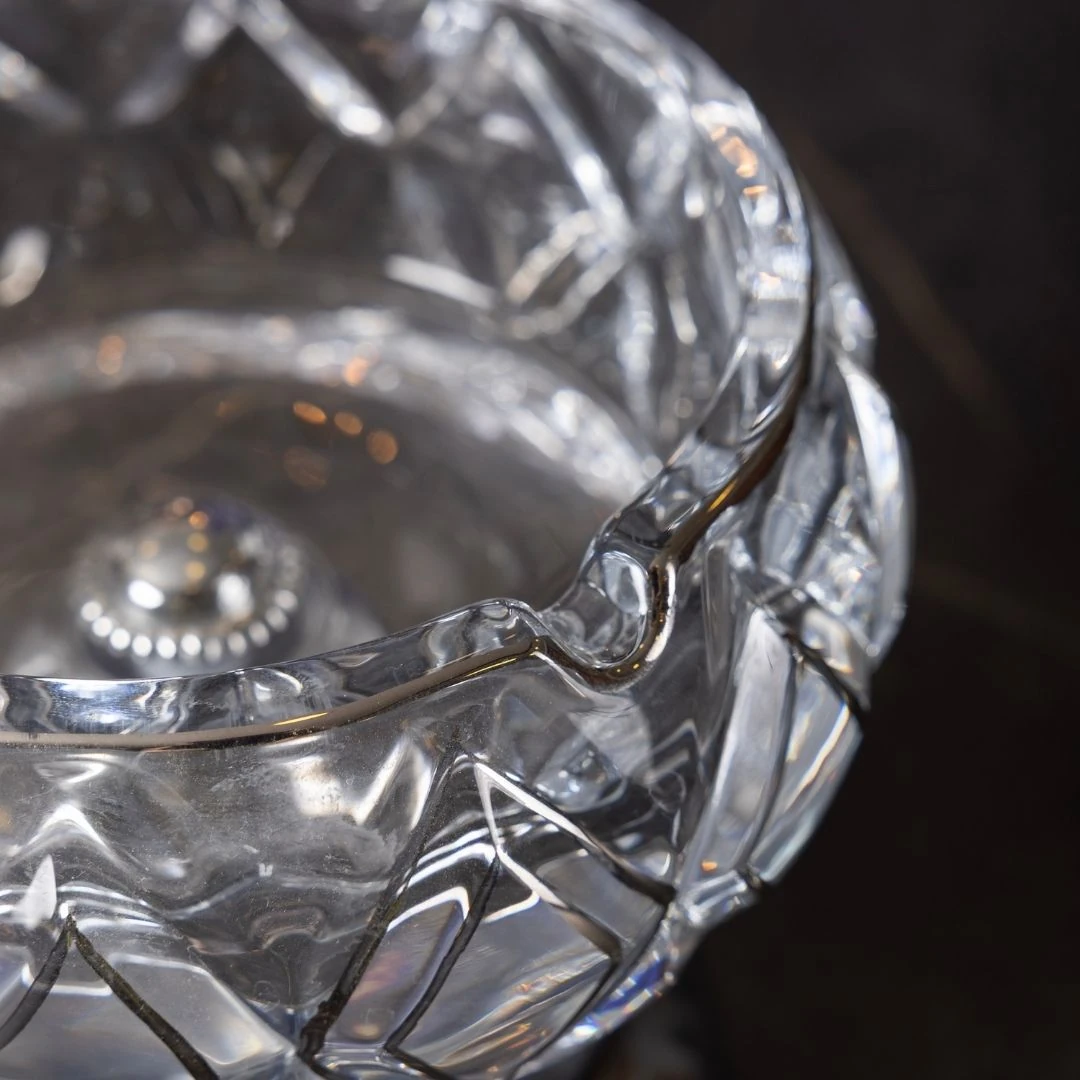 Kristal Cam Küllük | 15 cm | Gümüş Detaylı