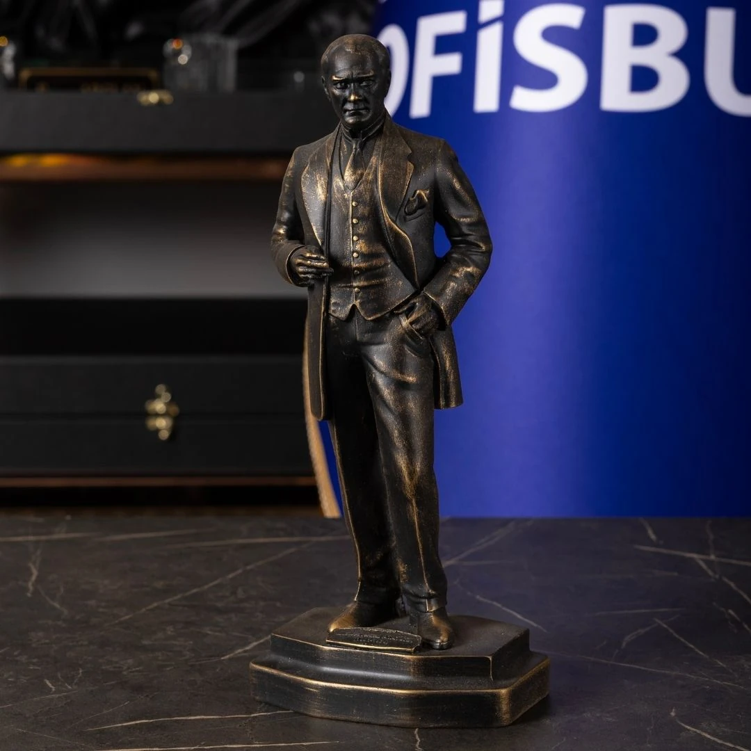 Atatürk Biblosu | 30 cm Siyah Eskitme Polyester