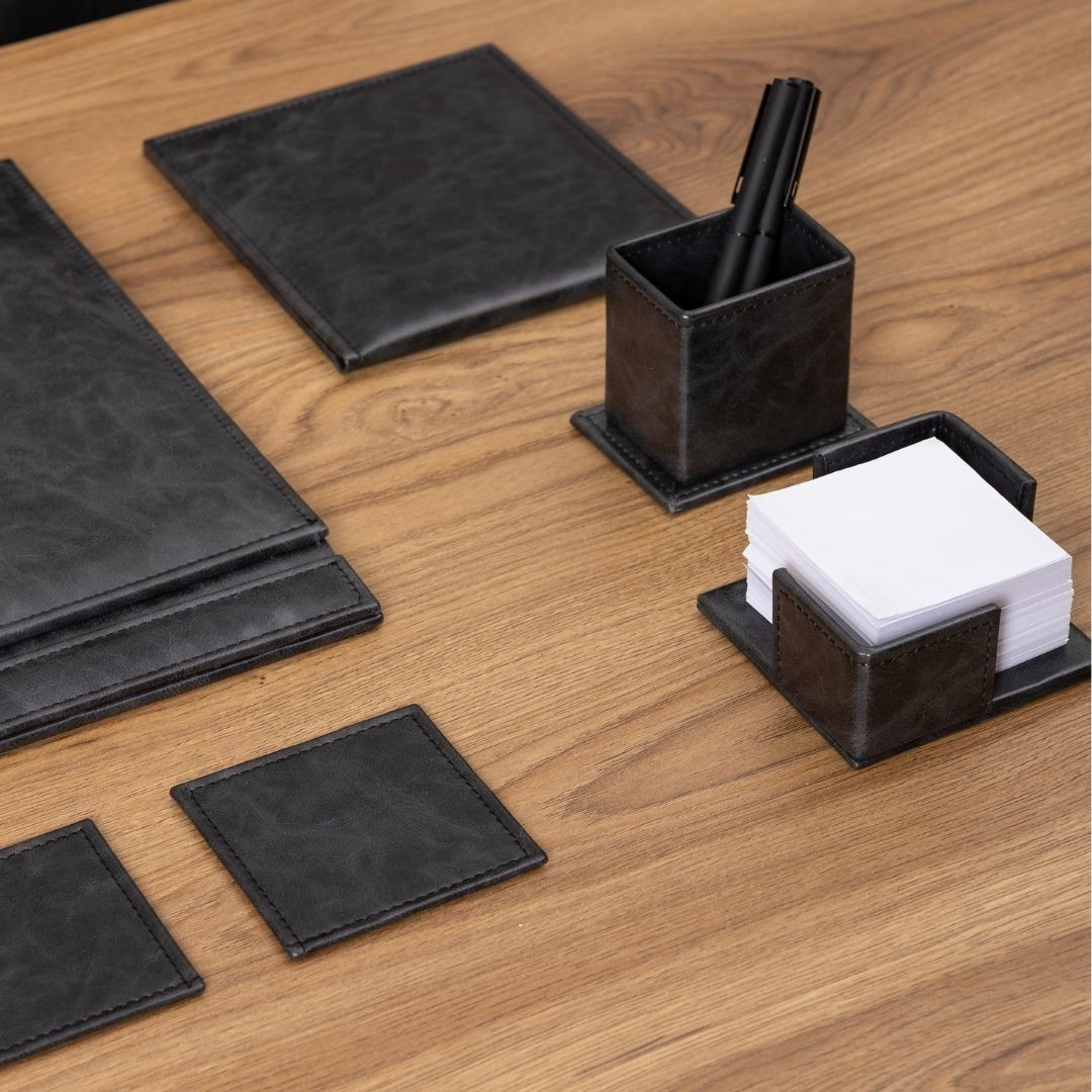 Classic Aura Leather 8-Piece Desk Set