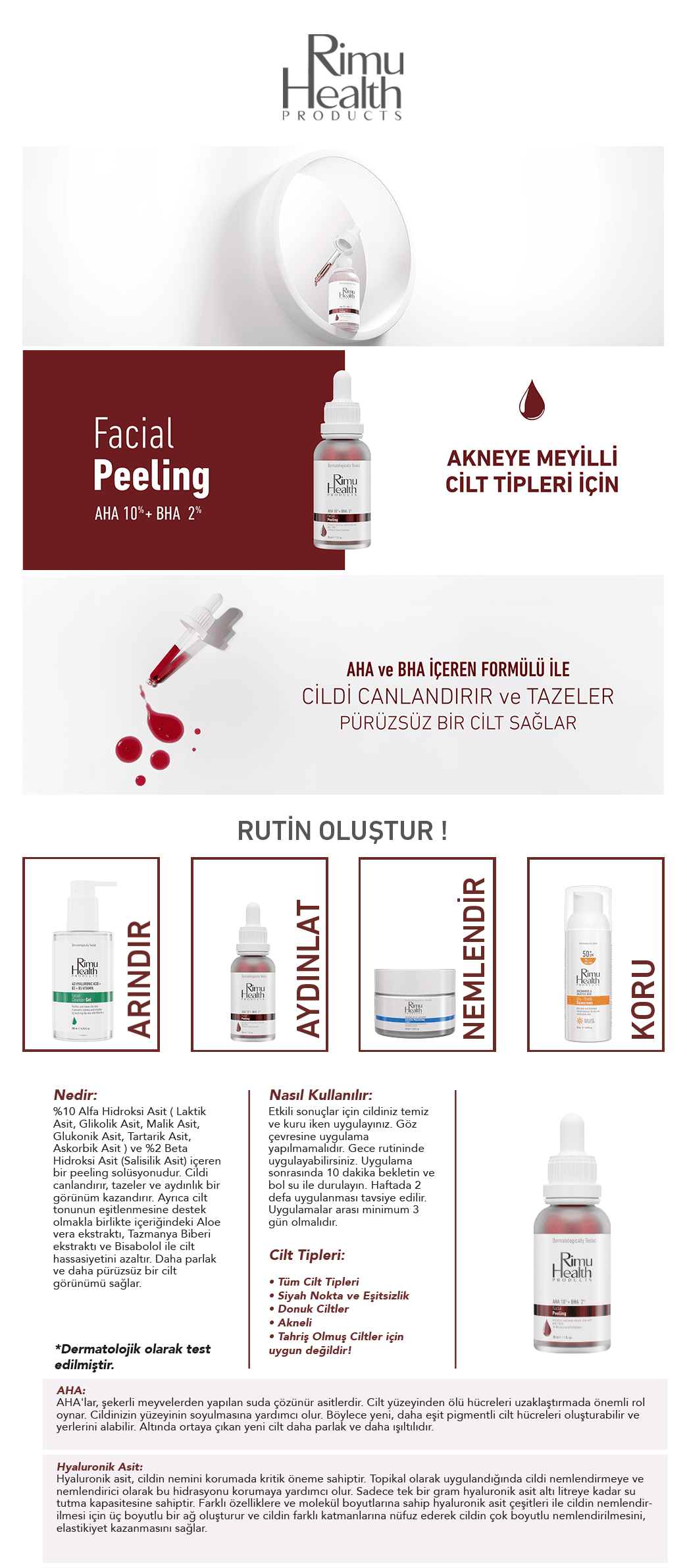 Canlandırıcı ve Cilt Tonu Eşitleyici Yüz Peeling Serum 30 ml (Aha 10% + Bha 2%)