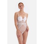 Dagi Beyaz Dekolteli Dantelli Bodysuit