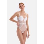 Dagi Beyaz Dekolteli Dantelli Bodysuit