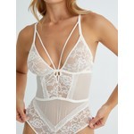 Dantelli Tül Bodysuit Pencere Detaylı Biyeli