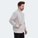 Slazenger Gri Sansa Regular Fit Dik Yaka Fermuarlı Uzun Kollu Erkek Sweatshirt Polar