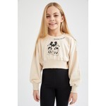 DeFacto Kız Çocuk Disney Mickey & Minnie Crop Bisiklet Yaka Sweatshirt V1592A621AU