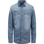 Jack & Jones 12138115 Erkek Jjesherıdan Shırt L/s Noos Denim Gömlek